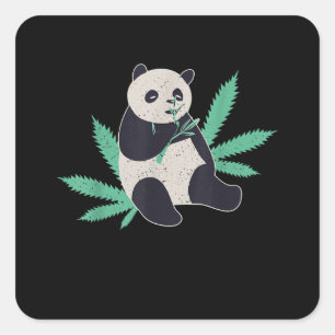 Animal Panda Weed Stoner Gift Square Sticker