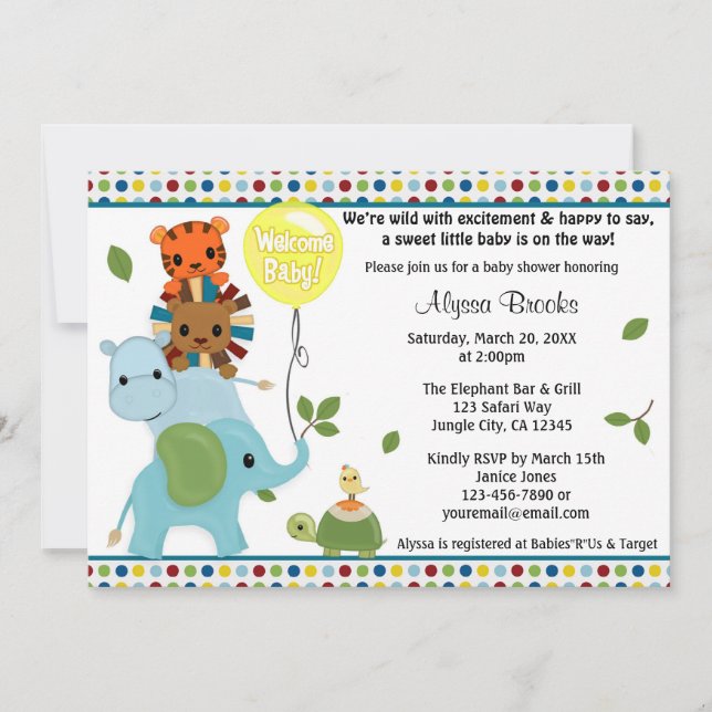 Animal Parade Baby Shower Invitation APK #3 (Front)