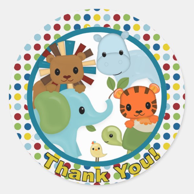 Animal Parade Baby Shower sticker APK#8 Thank You (Front)