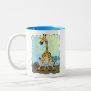 Animal Parade Giraffe Coming and Going Two-Tone Coffee Mug