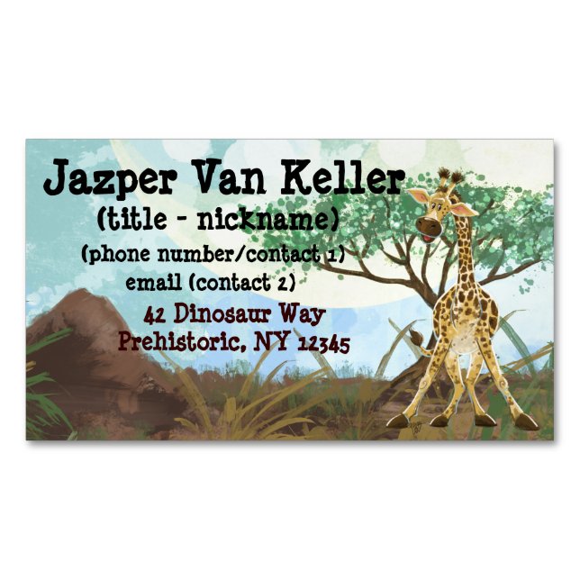 Animal Parade Giraffe Magnetic Business Card (Front)