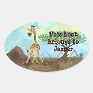 Animal Parade Giraffe Oval Sticker