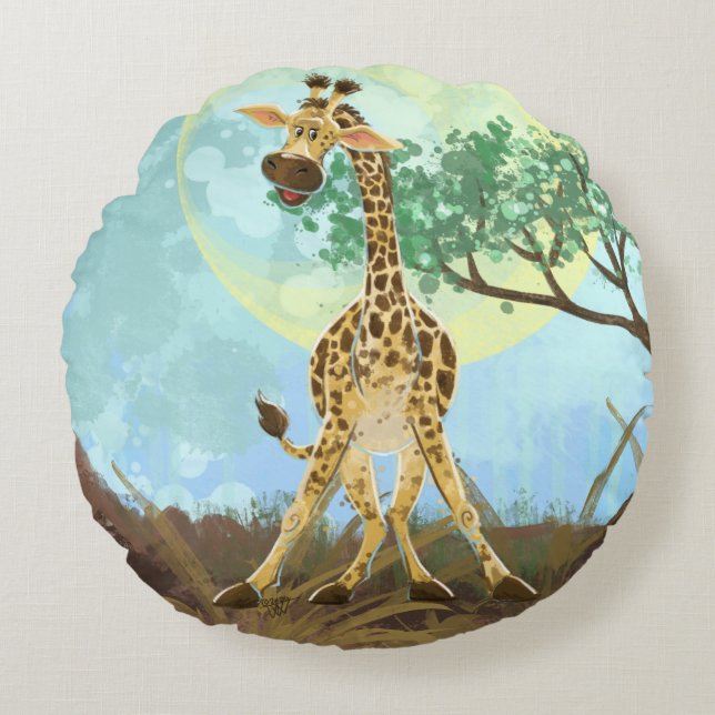 Animal Parade Giraffe Round Cushion (Front)