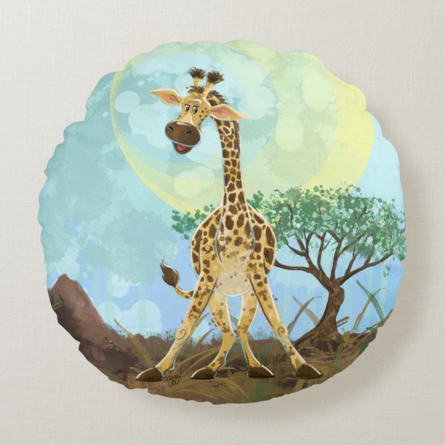 Animal Parade Giraffe Round Cushion (Front)