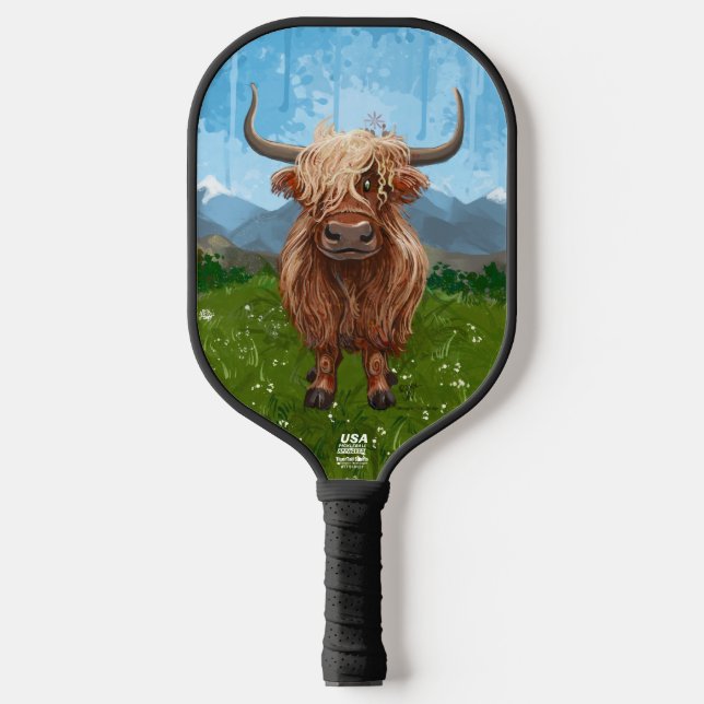 Animal Parade Highland Cow Pickleball Paddle (Front)
