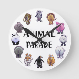 Animal Parade Round Clock