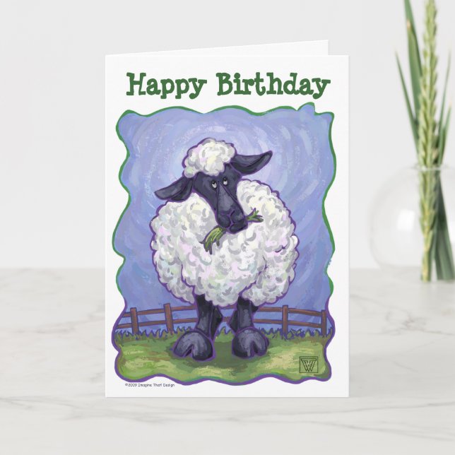 Animal Parade Sheep Art Happy Birthday Card (Front)