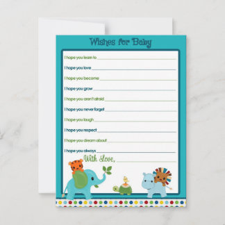Animal Parade Wishes for Baby Advice Cards