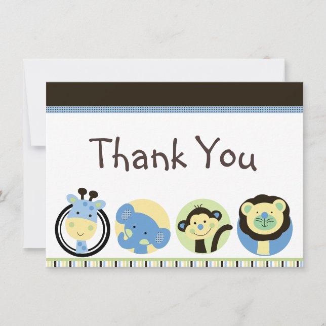 Animal Park Baby Shower Thank You Cards (Front)
