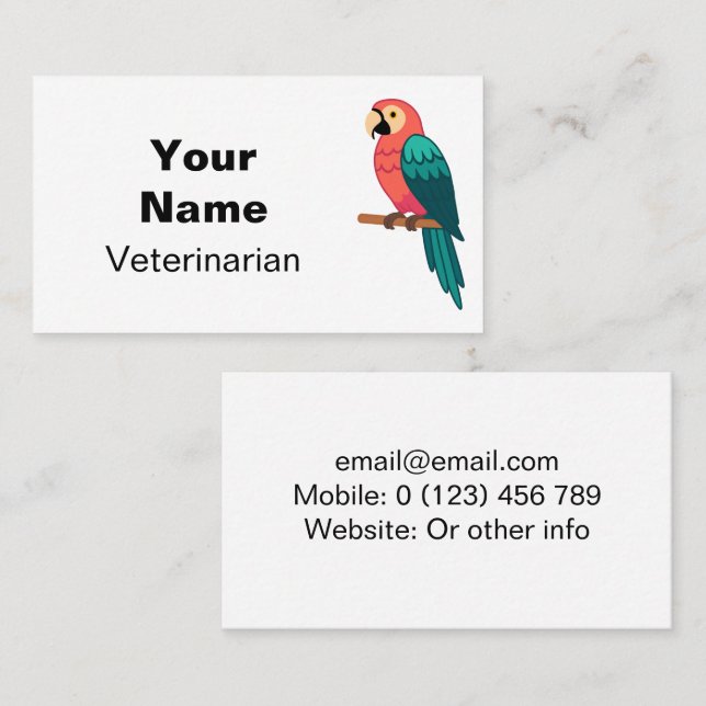 Animal, Parrot, Bird Image Business Card (Front/Back)