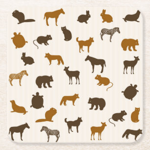 Animal pattern 1 square paper coaster