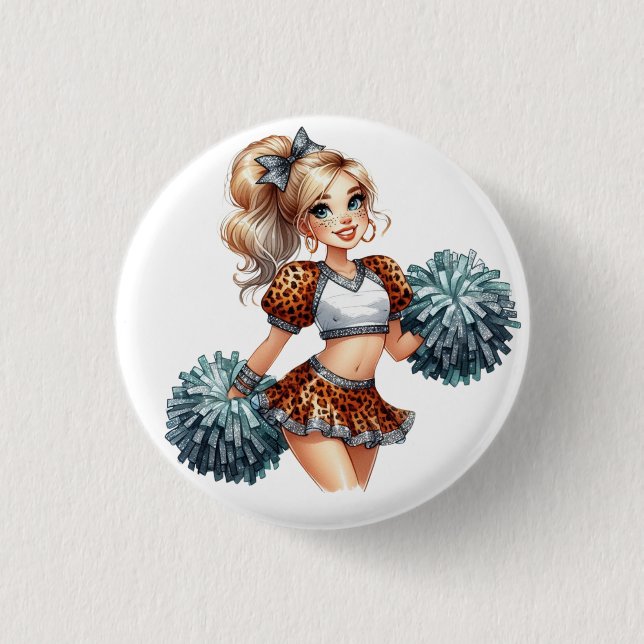 Animal Pattern Cheerleader 3 Cm Round Badge (Front)