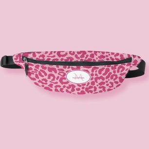 Animal Pattern Customised Name Pink Girly Travel Bum Bags