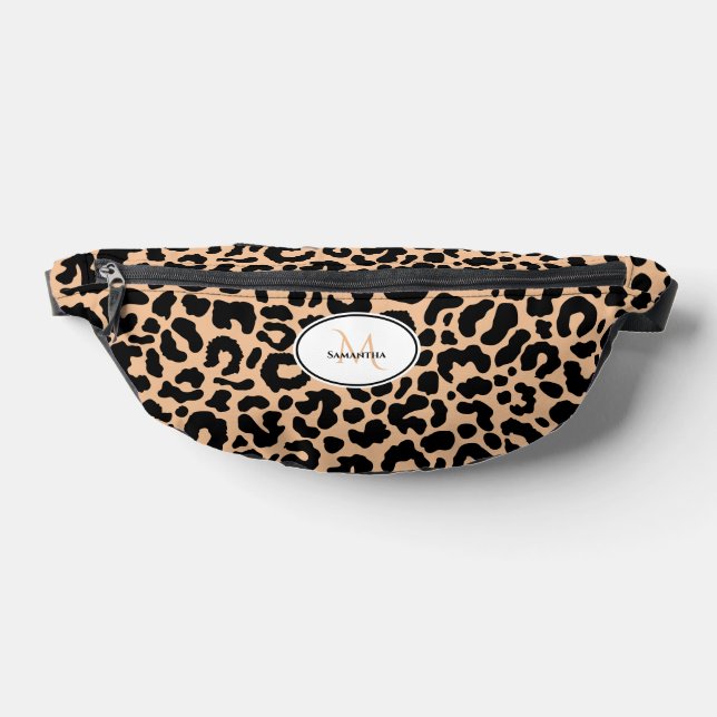 Animal Pattern Customised Name Travel Black Brown Bum Bags (Lay Down)