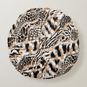 Animal pattern design. Modern leopard pattern desi Round Cushion