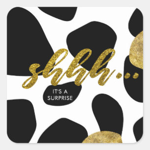 Animal Pattern Gold Surprise Birthday Sticker