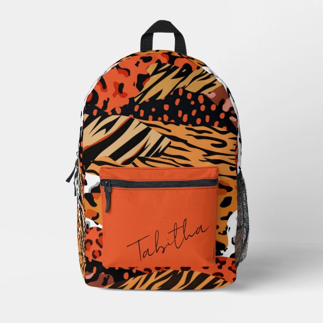 Animal Pattern Personalised Printed Backpack (Front)