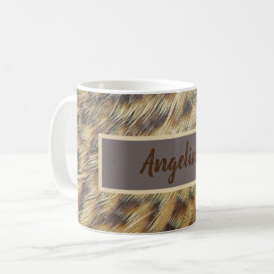 Animal Pattern Photo Brown and Gold Feathers Coffee Mug