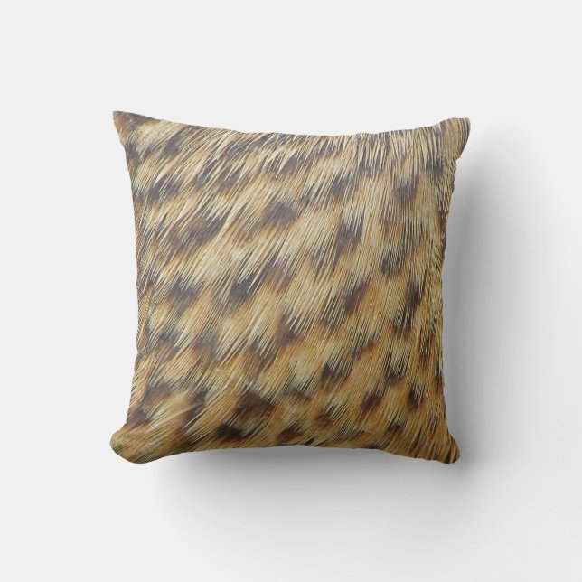 Animal Pattern Photo Brown and Gold Spots Feathers Cushion (Front)