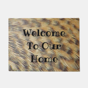 Animal Pattern Photo Brown and Gold Spots Feathers Doormat