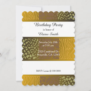 Animal Patterns Earth Tones Birthday Invitation