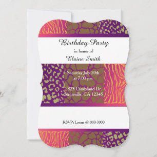 Animal Patterns Jewel Tones Birthday Invitation