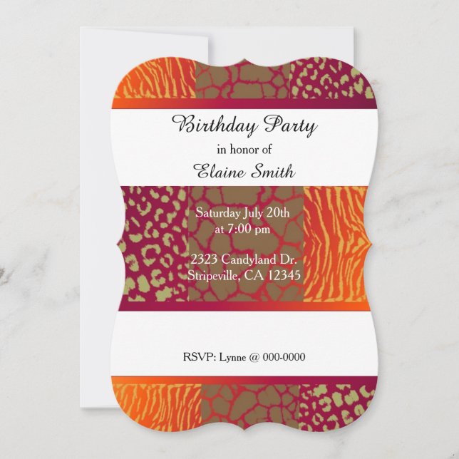 Animal Patterns Jewel Tones Birthday Invitation (Front)
