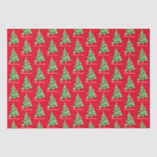Animal Paw Green Christmas Tree 3 Colour Tissue Paper