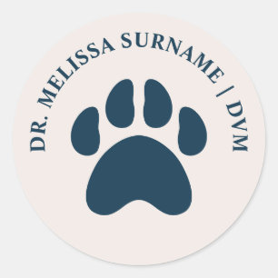 Animal Paw Print In Any Colour Veterinarian Vet DV Classic Round Sticker
