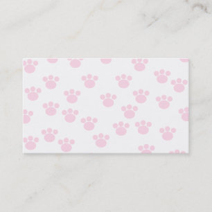 Animal Paw Print. Light Pink and White Pattern. Business Card