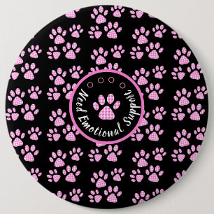 Animal paw print light pink personalised   6 cm round badge