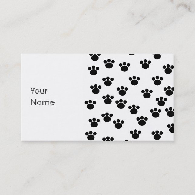 Animal Paw Print Pattern. Black and White. Business Card (Front)