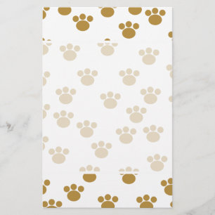 Animal Paw Prints. Brown and White Pattern.