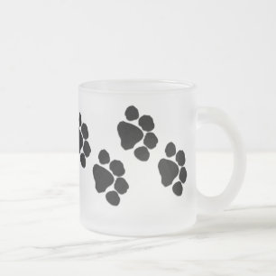 Animal Paw Prints Frosted Glass Coffee Mug