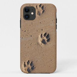 Animal paw prints in sand iPhone 11 case