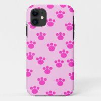 Animal Paw Prints. Light Pink and Bright Pink.