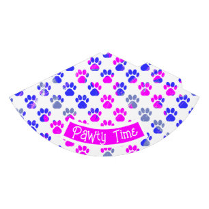 Animal Paw Silhouette Blue Pink Pawty Paper Pink Party Hat