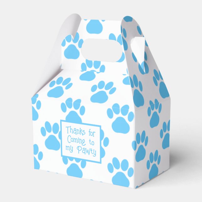 Animal Paw Silhouette Blue Pool Pawty Paper Favour Box (Front Side)