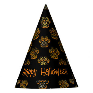 Animal Paw Silhouette Happy Halloween Black Party Hat