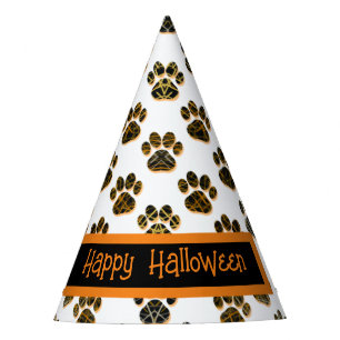 Animal Paw Silhouette Happy Halloween Pawty Party Hat