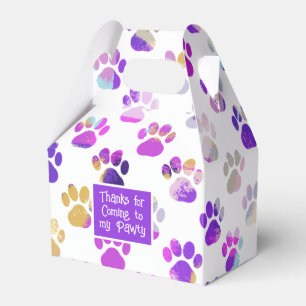 Animal Paw Silhouette Purple Pink Pawty Paper Favour Box