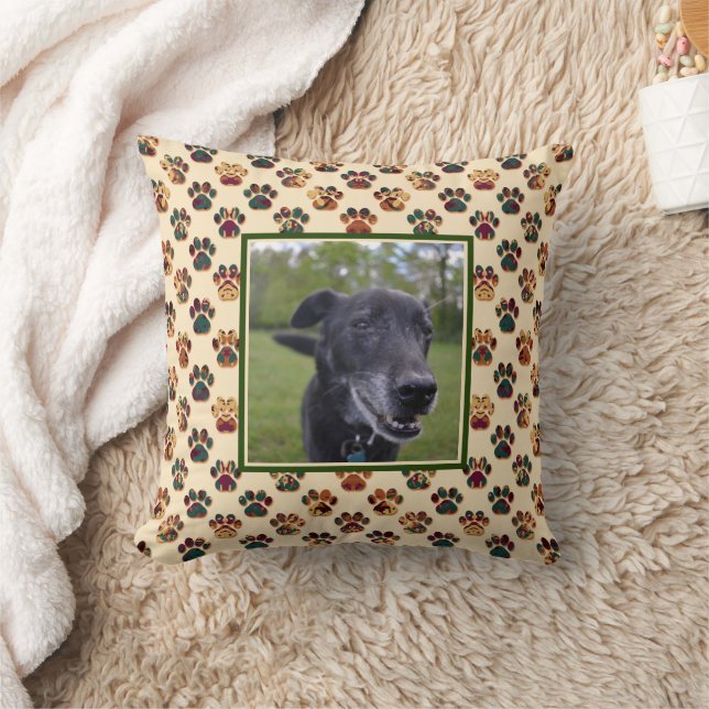 Animal Paw Silhouette Thanksgiving Custom Photo Cr Cushion (Blanket)