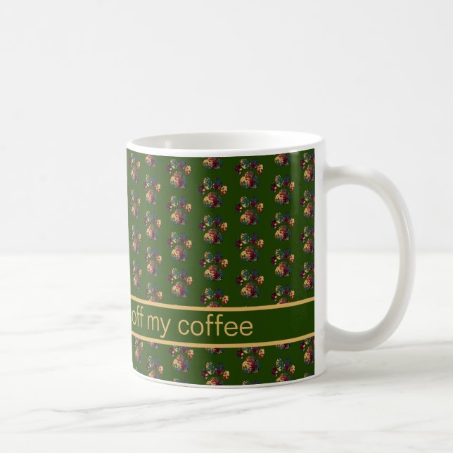 Animal Paw Silhouette Thanksgiving Green Coffee Mug (Right)