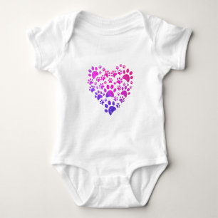 Animal Paws Heart print For Dog Lovers Baby Bodysuit