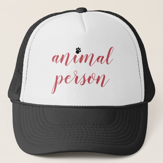 Animal Person Paw Print Pink Quote Trucker Hat (Front)
