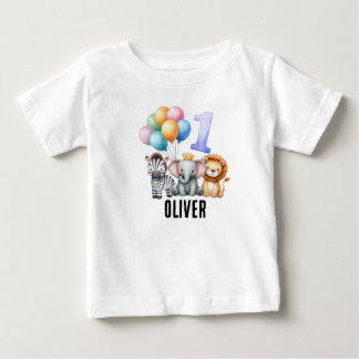 Animal personalised 1st Birthday Baby Boy T-shirt