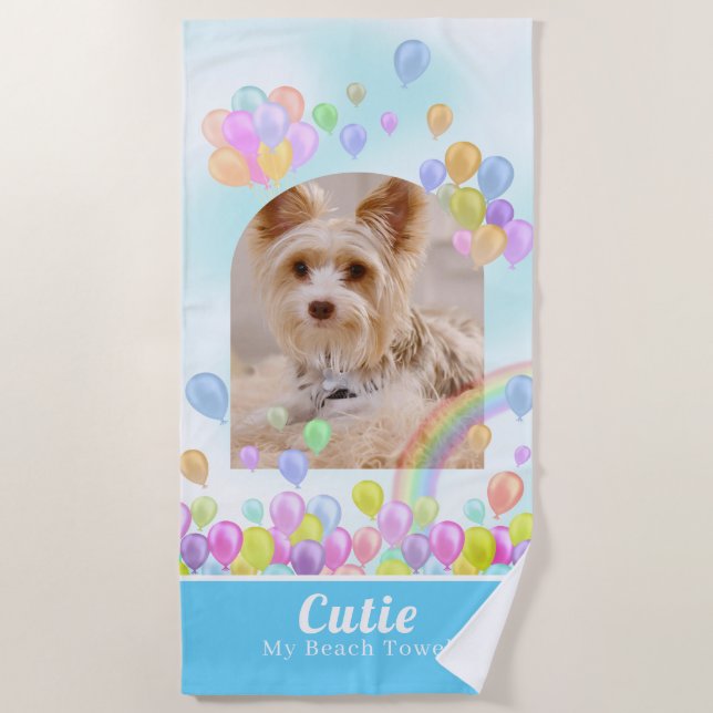 Animal Pet Balloon Beach Towel (Front)