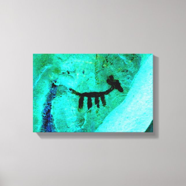 animal petroglyph on green wrapped canvas (Front)