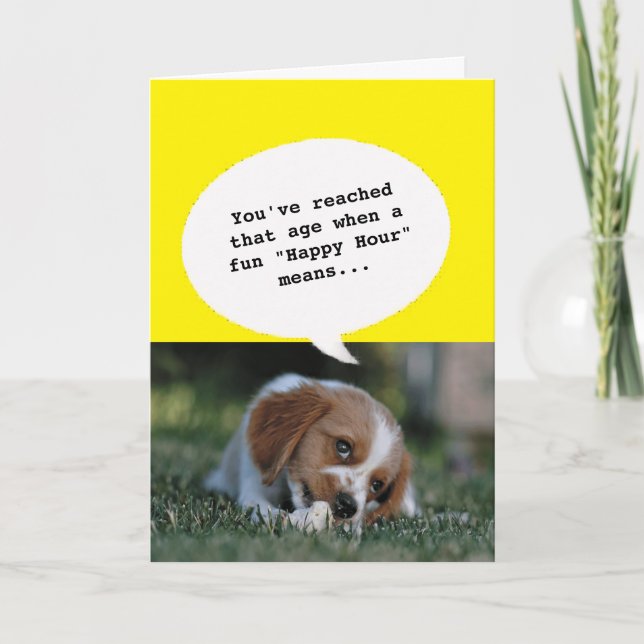 animal photo Happy Hour Getting Old Funny Birthday Card (Front)