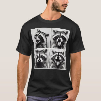 Animal Photobooth Funny Racoon Rock On Selfie T-Shirt